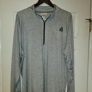 Reebok Men's Quarter Zip Pullover, Steel Heather, 2XL, 100% Polyester